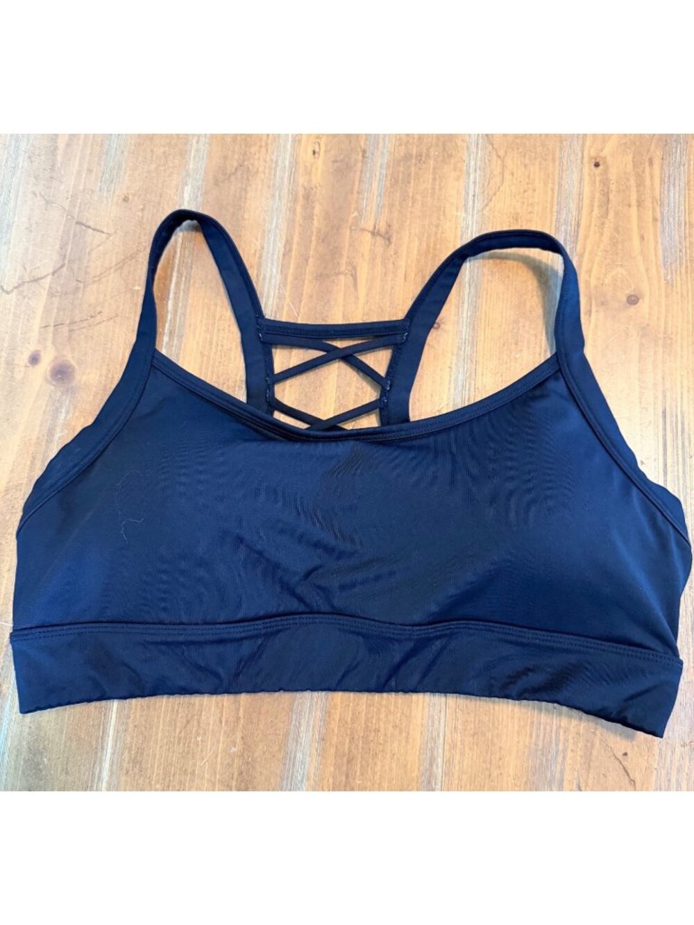 BCG Womens XL Black Crisscross Back Sports Bra Polyester Spandex Blend